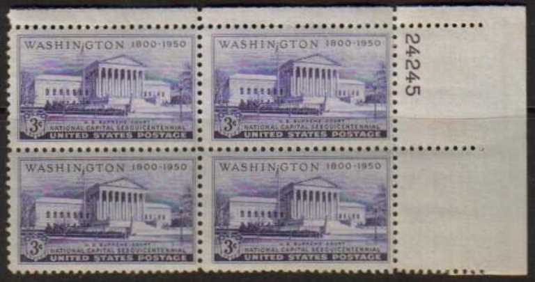 Scott 0991 Plate Block of 4 MNH Supreme Court (3 cents)